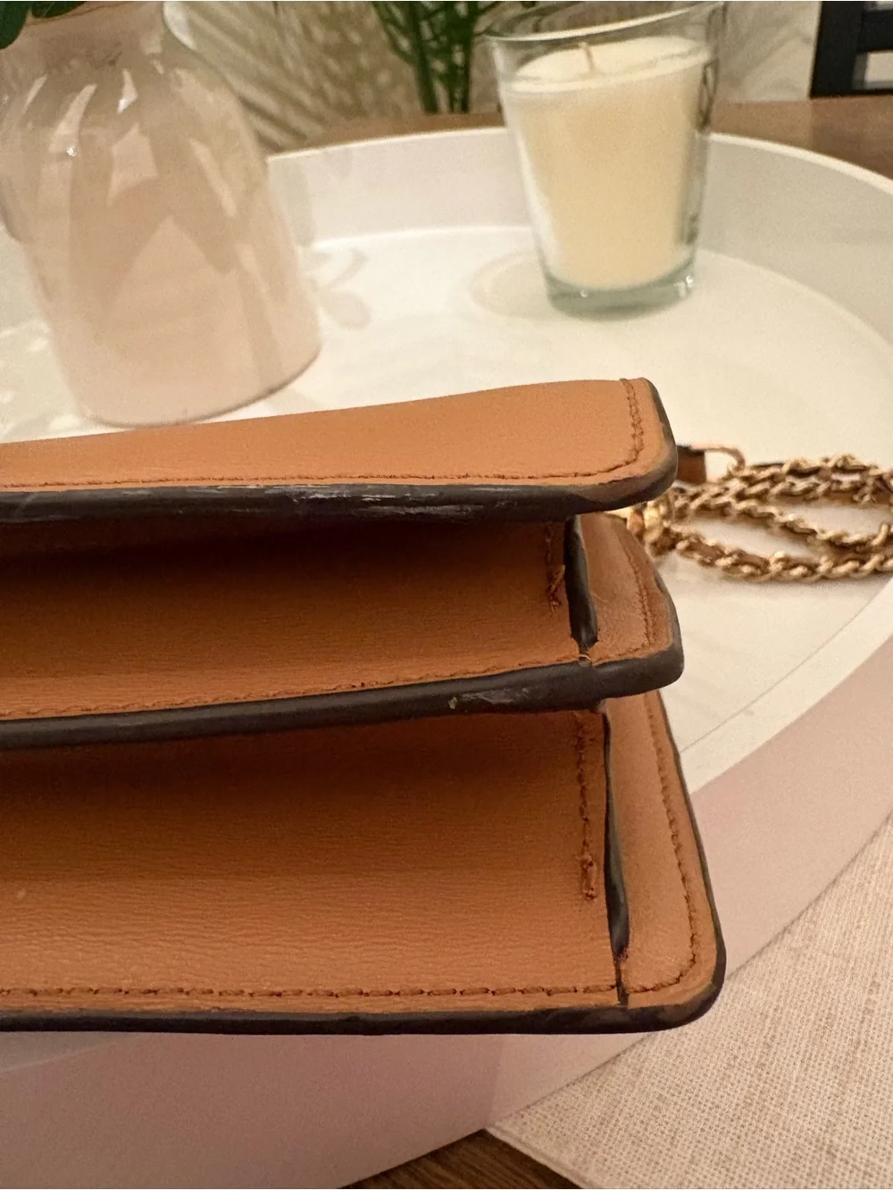 Tory Burch Parker Large Convertible Leather Shoulder Crossbody Bag Camel Gold